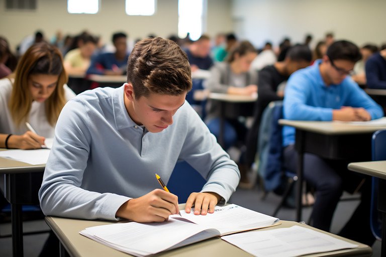 Studierende beim Schreiben einer Prfung